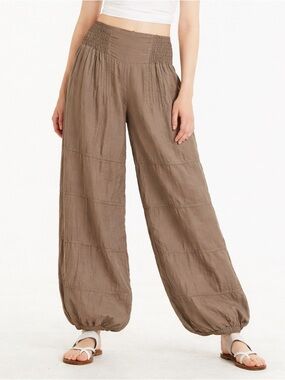 Boho Wide-Leg Lagenlook Cotton Yogini Pant